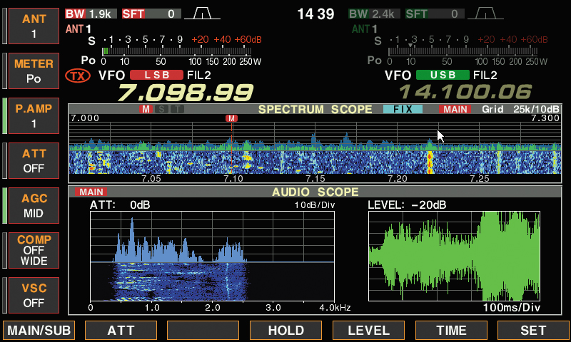 IC-7800 Display with new point-and-click waterfall